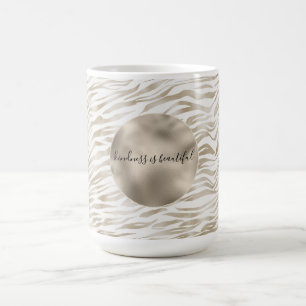 Zen Cream White Cocoa Brown Zebra Print Coffee Mug