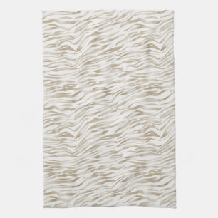 Zen Cream White Cocoa Brown Zebra Print Kitchen Towel