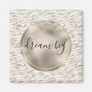Zen Cream White Cocoa Brown Zebra Print Magnet
