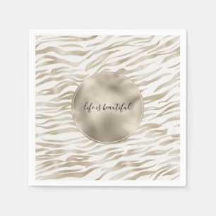 Zen Cream White Cocoa Brown Zebra Print Napkin
