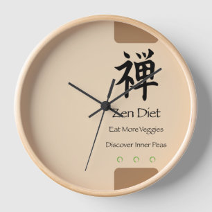 Zen Diet Eat More Veggies Tan BG Clock