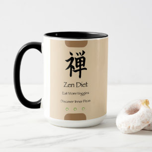 Zen Diet Eat More Veggies Tan BG Mug