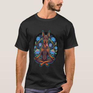 Zen Doberman Tongue Out Dog Meditation Lotus Art L T-Shirt