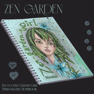Zen Doodle Garden Girl Carnet personnalisé