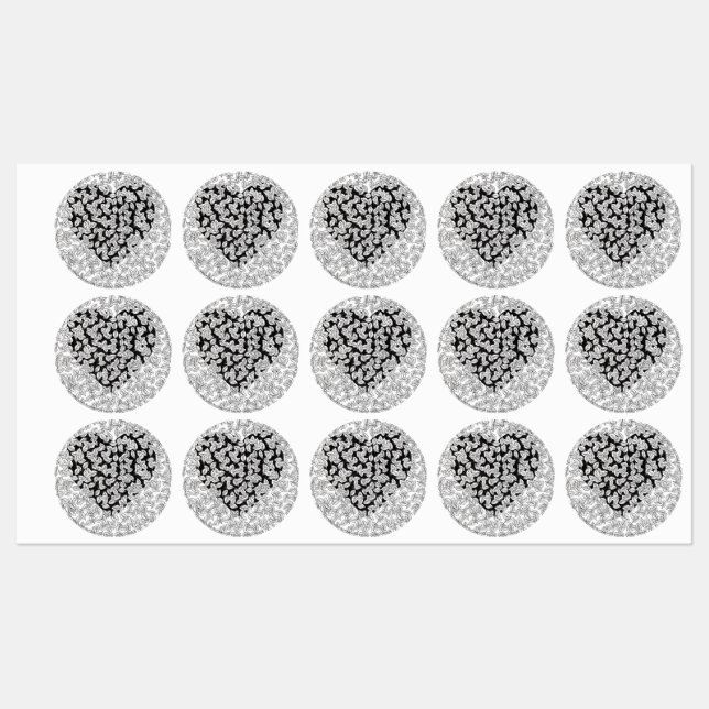 Zen Doodle Heart and Leaves Round Gift Packaging S (Sheet)