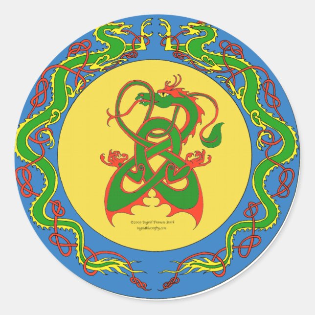 zen dragon ring classic round sticker (Front)