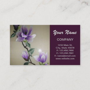 Zen Embroidery purple magnolia flower Business Card
