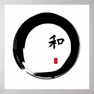 Zen Enso with Harmony symbol Poster