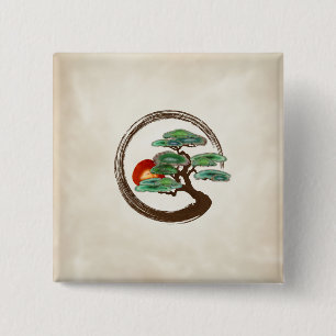 Zen Enzo Geode Bonsai Tree on canvas 2 Inch Square Button