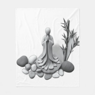 Zen Figure with Bamboo and Stones Fleece Blanket