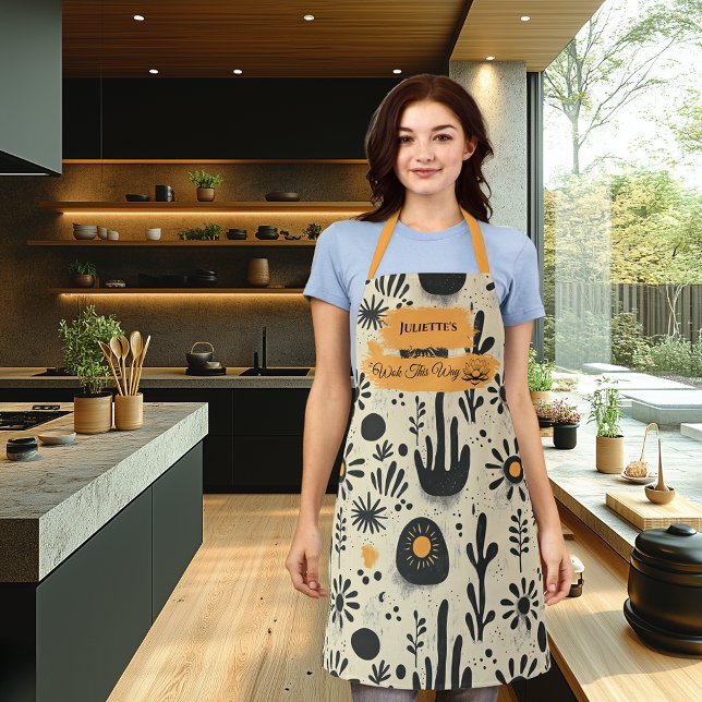 Zen Floral Kitchen Wear in Black & Orange Wellness Apron (Creator Uploaded)