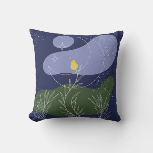 Zen Flower Against Starry Night Sky Throw Pillow