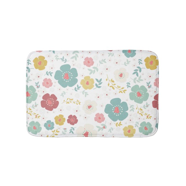 Zen Flowers Pastel Colours Pattern Bath Mat (Front)