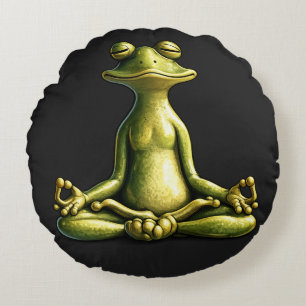 Zen Frog Round Pillow