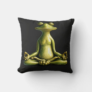 Zen Frog Throw Pillow
