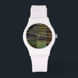 Zen Garden I Watch<br><div class="desc">Wipsy branches stretch against a multicolored background in this piece by Jennifer Goldberger. The light green of the branches contrasts beautifully with the dark colours they are set against. Purchase your copy today.</div>