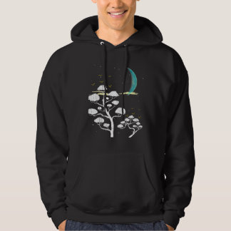 Zen Gardening Moon Stars Japanese Culture Bonsai T Hoodie