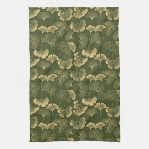 Zen Ginkgo Leaf Pattern Kitchen Towel