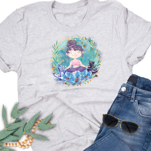 Zen Girl Yoga Spa Rocks Crystals Fleurs T-shirt
