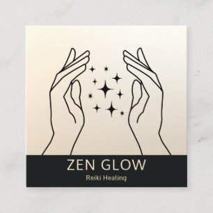 Zen Glow Energy Healer Reiki Practitioner Wellness Square Business Card