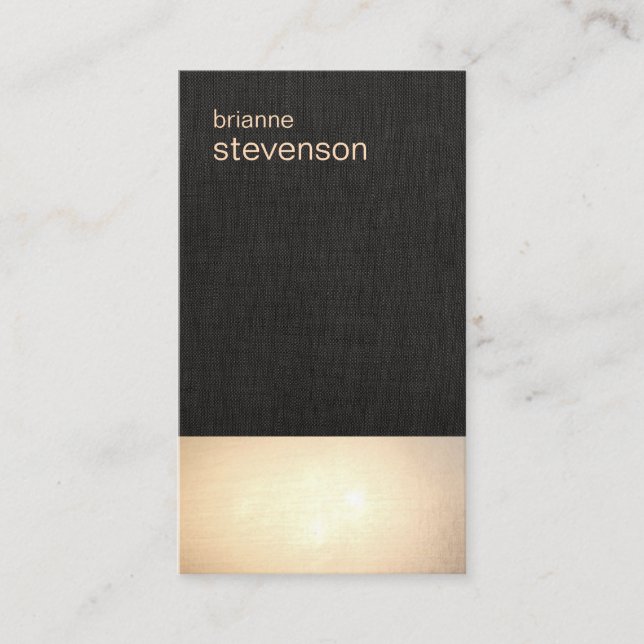 Zen Gold Glow Minimaliste Faux Linen Carte de visi (Devant)