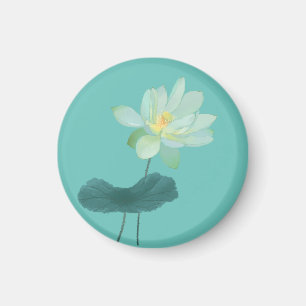 Zen Green Lotus Flower Asian Inspired  Magnet