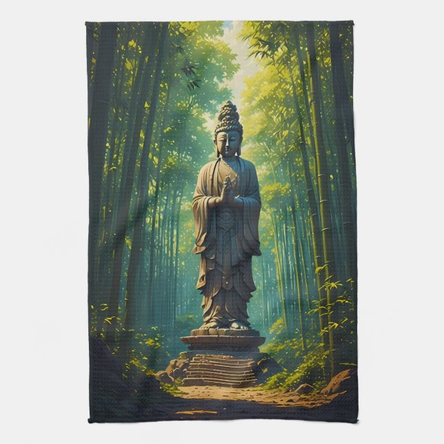 Zen in the Bamboo Grove Kitchen Towel (Vertical)