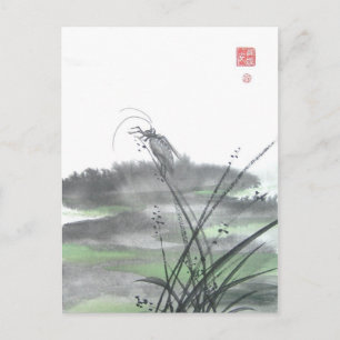 Zen Insect on Grass Postcard