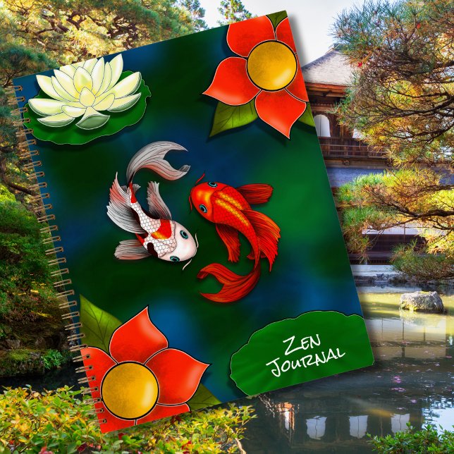 Zen Journal Yin Yang Koi Fish White Lotus Pond (Creator Uploaded)