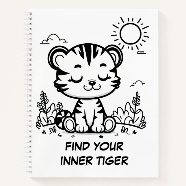 Zen Kawaii Tiger Notebook Cute Mindfulness Journal (Front)