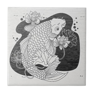 Zen Koi Lotus Ceramic Tile