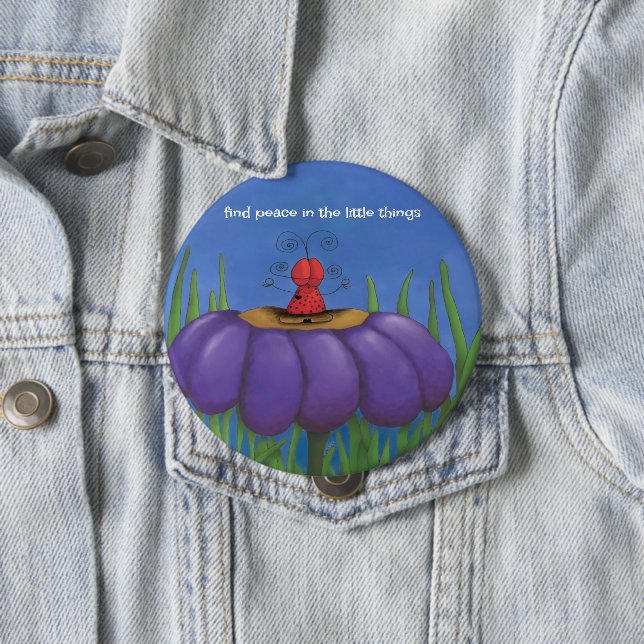 Zen Ladybug 4 Inch Round Button (In Situ)