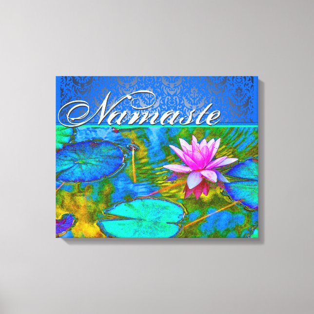 Zen Lotus Yoga Practioner's Elegant Damask Canvas Print (Front)