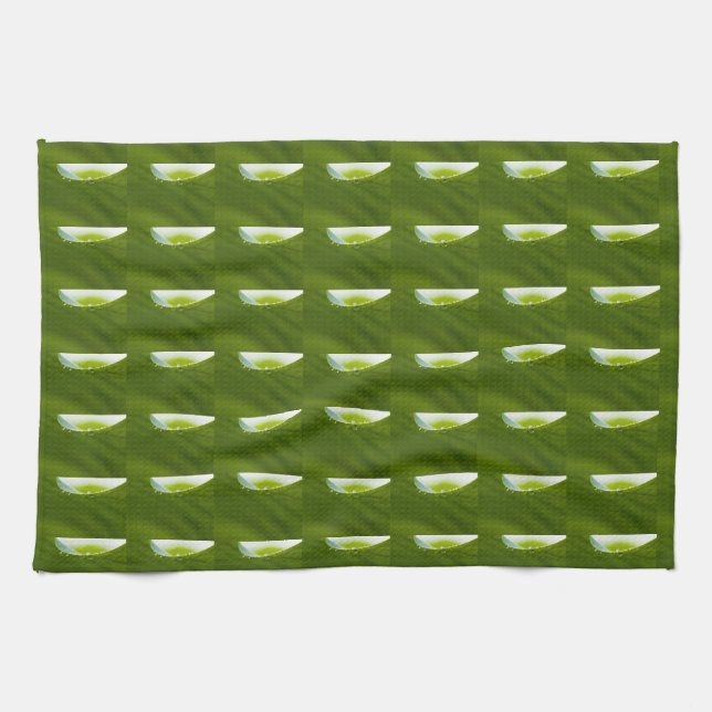 Zen Love Green Lotus Leaf  Water Drop Kitchen Towel (Horizontal)