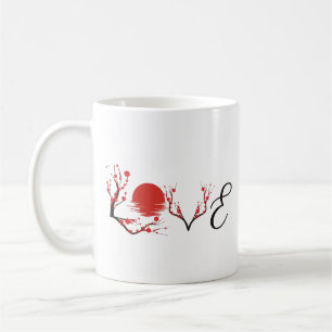 Zen Love: Japanese Cherry Blossom Sunset Coffee Mug