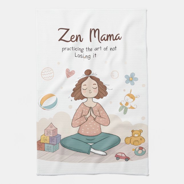 Zen Mama Calm Motherhood Art Kitchen Towel (Vertical)