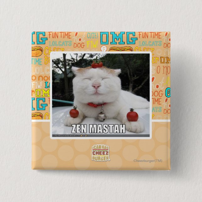 Zen Mastah 2 Inch Square Button (Front)