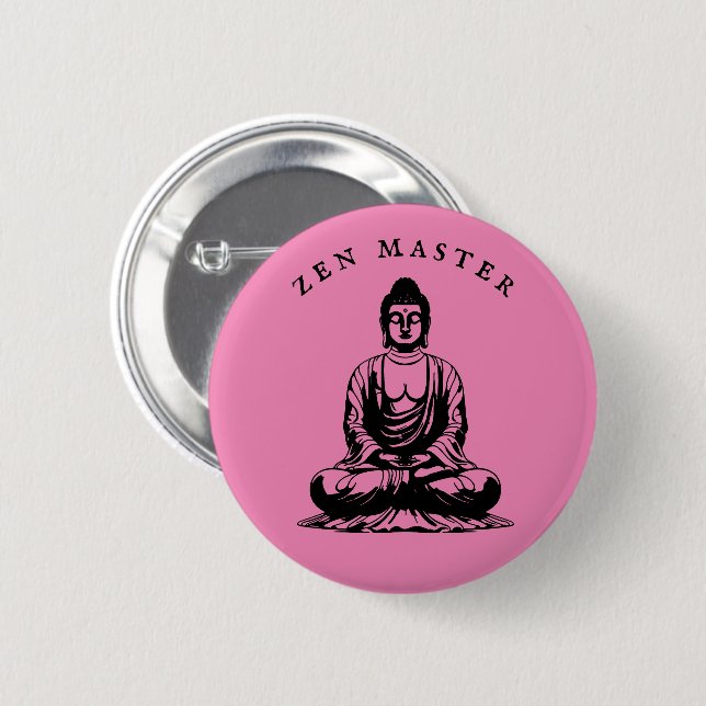 Zen Master - Buddha meditation Pink 2 Inch Round Button (Front & Back)