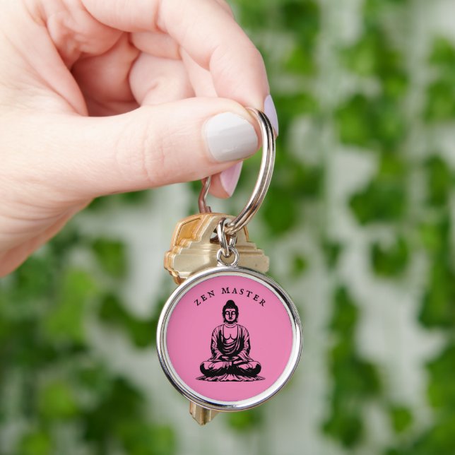 Zen Master - Buddha meditation Pink Keychain (Hand)