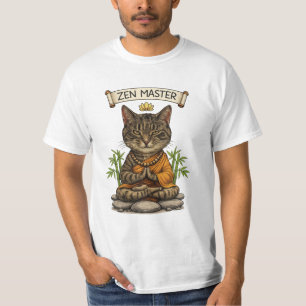 Zen Master Cat Funny Chill Gray Tabby Cat Gift T-Shirt