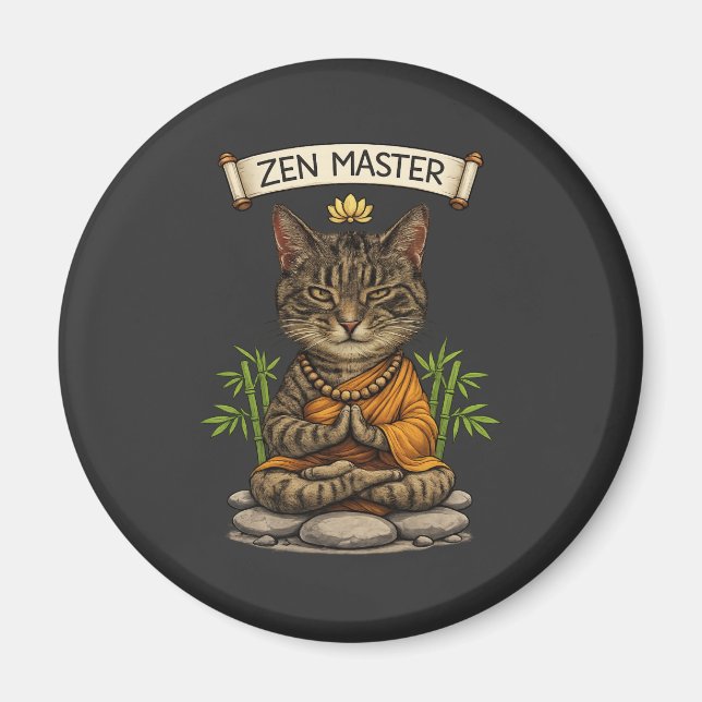 Zen Master Cat Funny Chill Grey Tabby Cat Gift  Magnet (Front)