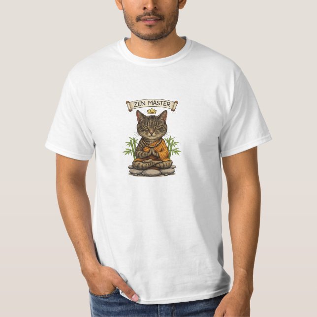 Zen Master Cat Funny Chill Grey Tabby Cat Gift  T-Shirt (Front)