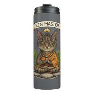 Zen Master Cat Funny Chill Grey Tabby Cat Gift  Thermal Tumbler