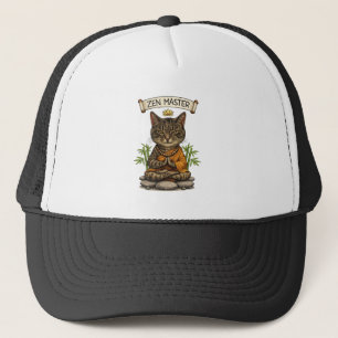 Zen Master Cat Funny Chill Grey Tabby Cat Gift Trucker Hat