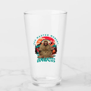 Zen Master Moment Bigfoot Meditation Retro Art Glass