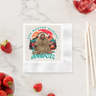 Zen Master Moment Bigfoot Meditation Retro Art Napkin