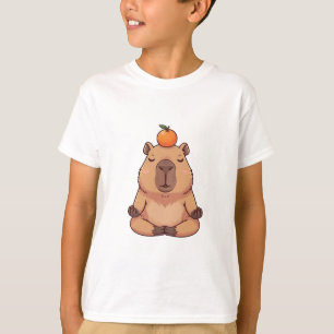 Zen Meditating Capybara Orange Kids T-Shirt