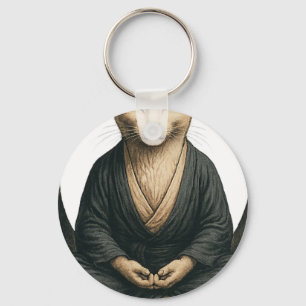 Zen Meditating Cat – Enso Circle Mindful Yoga Art Keychain