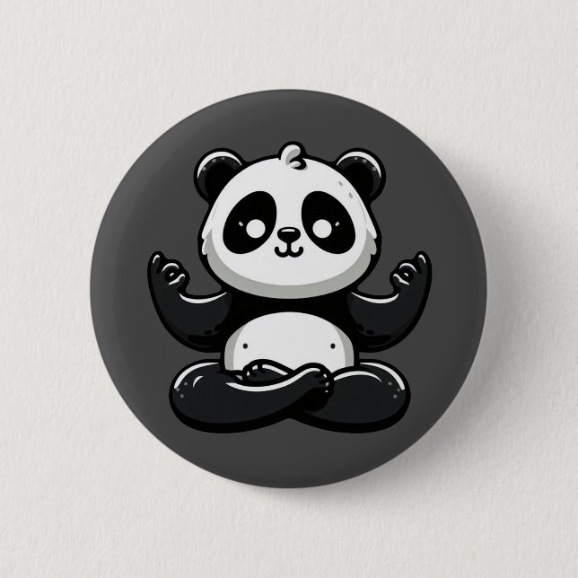 Zen Meditating Panda - Cute Animal Meditation Pose 2 Inch Round Button (Front)