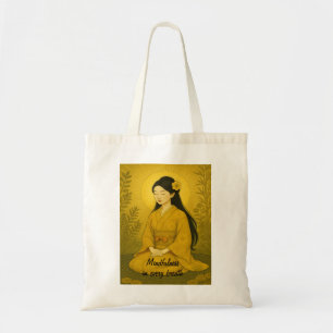 Zen Meditation art Mindfulness Yoga Yellow Custom Tote Bag